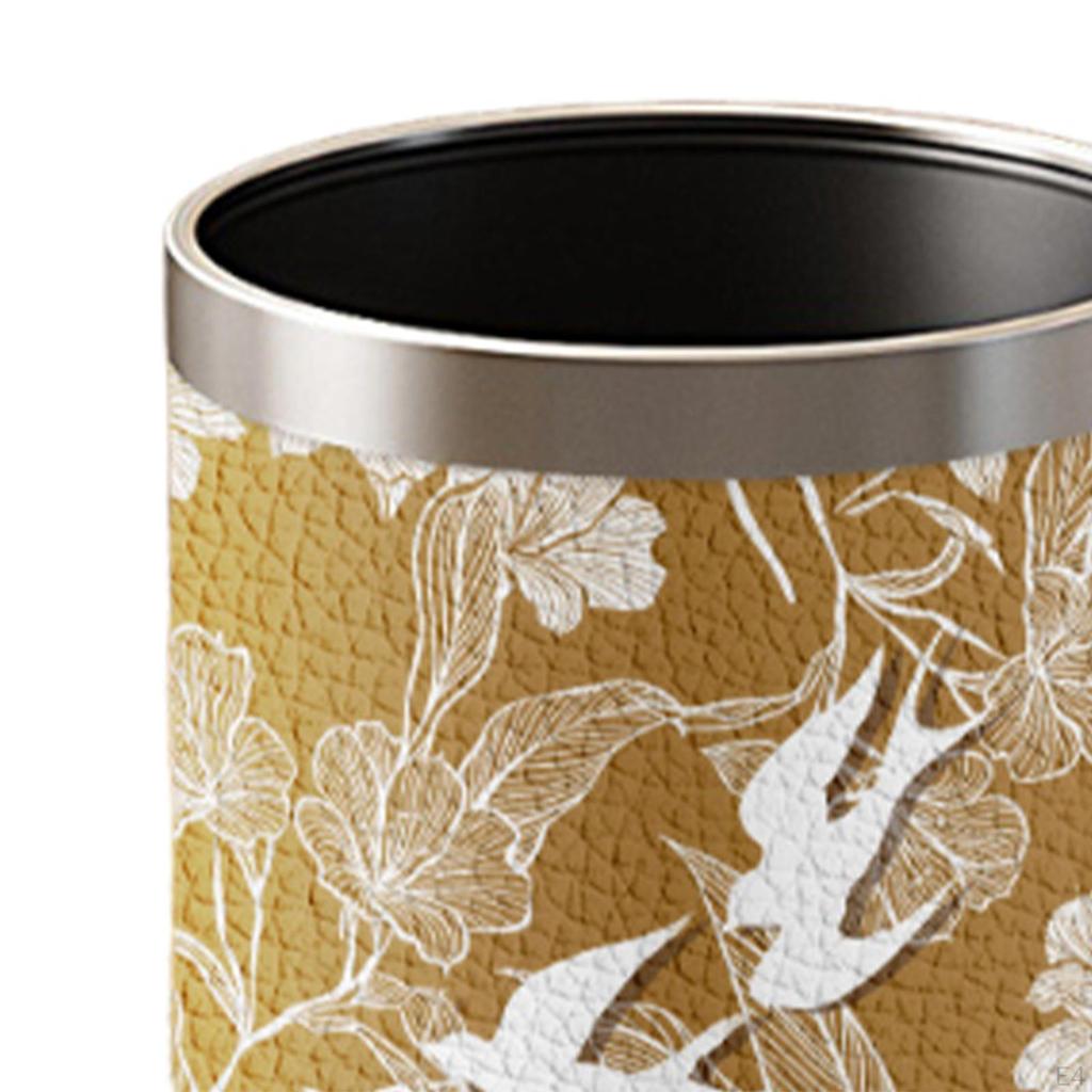 Open Top PU Leather Waste Bin for Kitchen And Living