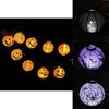 Timelessly Designed Led Paper Pumpkin Lantern With Spider And Bat For Perfect Halloween Decoration