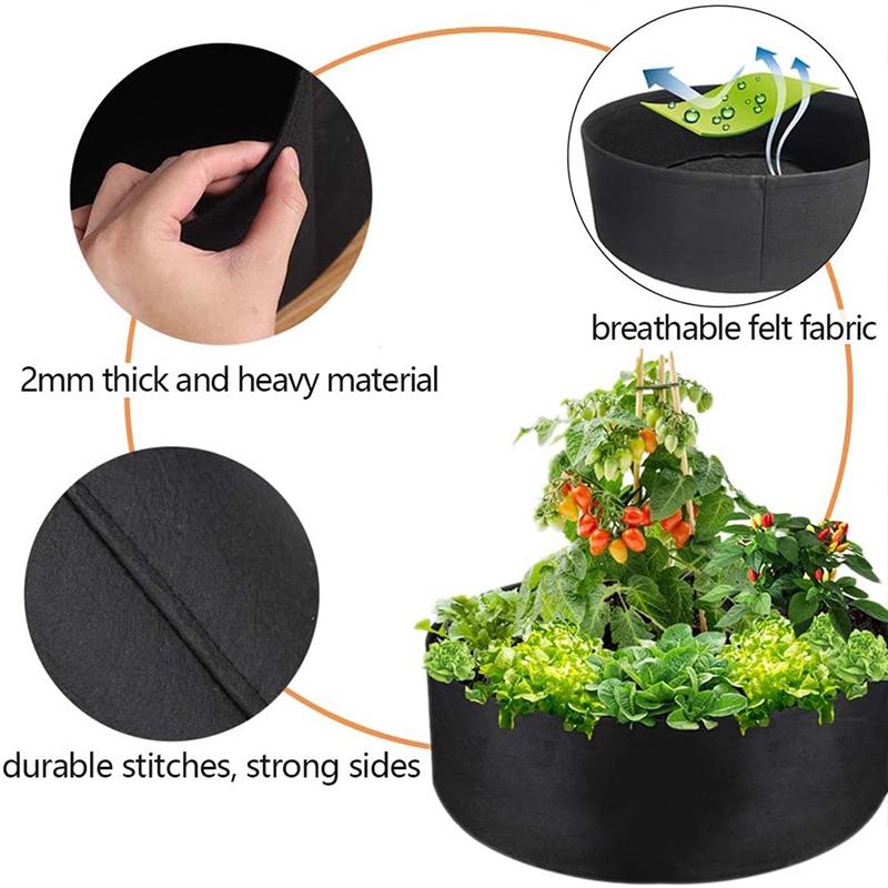 Felt Grow Bag Large Diameter Plant Vegetable Planter Garden Outdoor Planting Flower Pot Thickened Seed Growing Bag Plant Pot