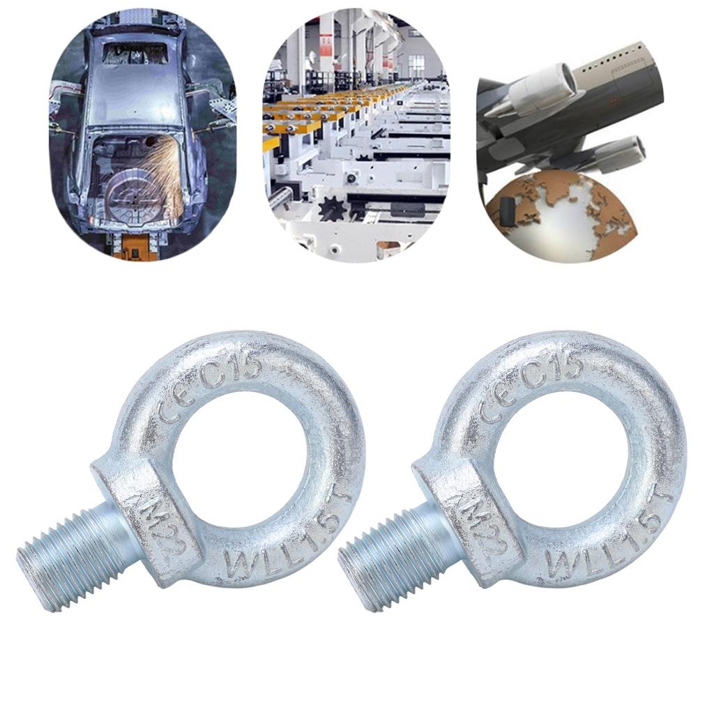 2PCS Lifting Ring Bolts Galvanized Carbon Steel Eyebolts Deep Threaded Lifting Shoulder Eyebolt M22