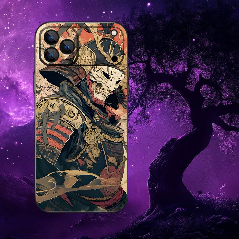 Giappone S-Samurai Custodia per Telefono Per iPhone 17,16,15,14,13,12,Pro,Max,Plus,E,SE4,Air,Mini Scatola Morbida Nera