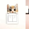 Removable Cute Cat Switch Stickers, Waterproof Self-Adhesive Wall Decor for Bedroom Outlet Decoration
