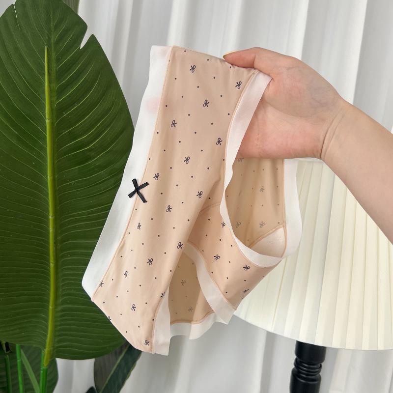 

Женское бесшовное нижнее белье из ледяного шелка, антибактериальная хлопковая ластовица, горошек, средней посадки L темно-коричневого