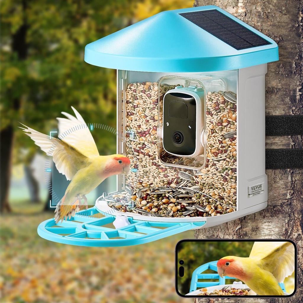 Smart Bird Feeder with Camera AI Identify 10000+ Bird Specie Solar-Powered