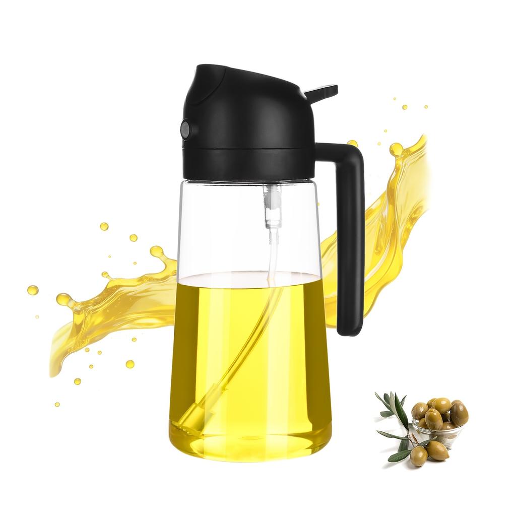 470 ml Oil Sprayer for Cooking 2-in-1 Olive Oil Dispenser and Oil Spray Bottle Oil Spray with Stickers Thick Glass Spray Bottle