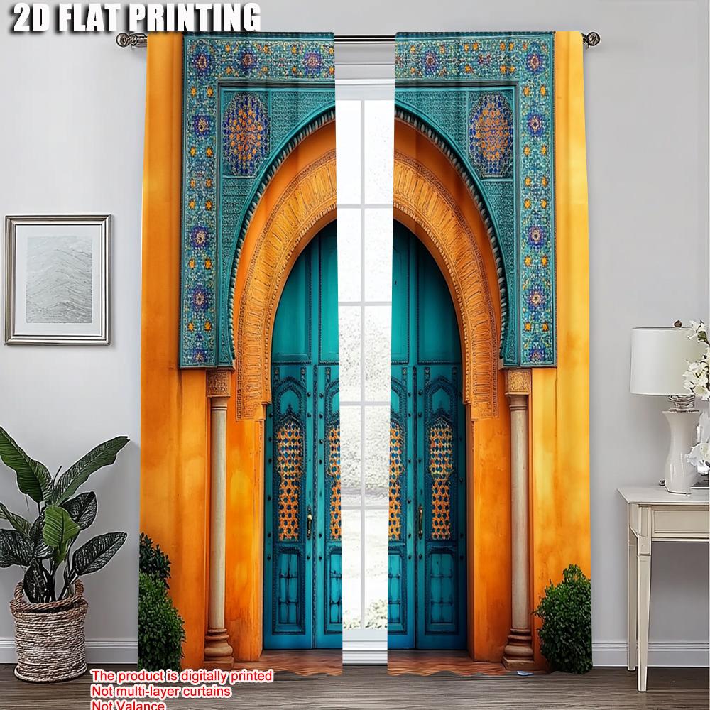 Curtain Fabric Print Door Versatile Polyester Without Rod Stuff Clearance Bedroom Living Room Office Decor Set Of 2 Made Washable Great Ready