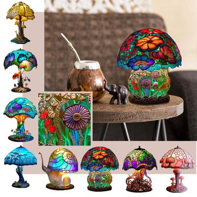 Painted Resin Plant Table Lamp Desktop Decoration