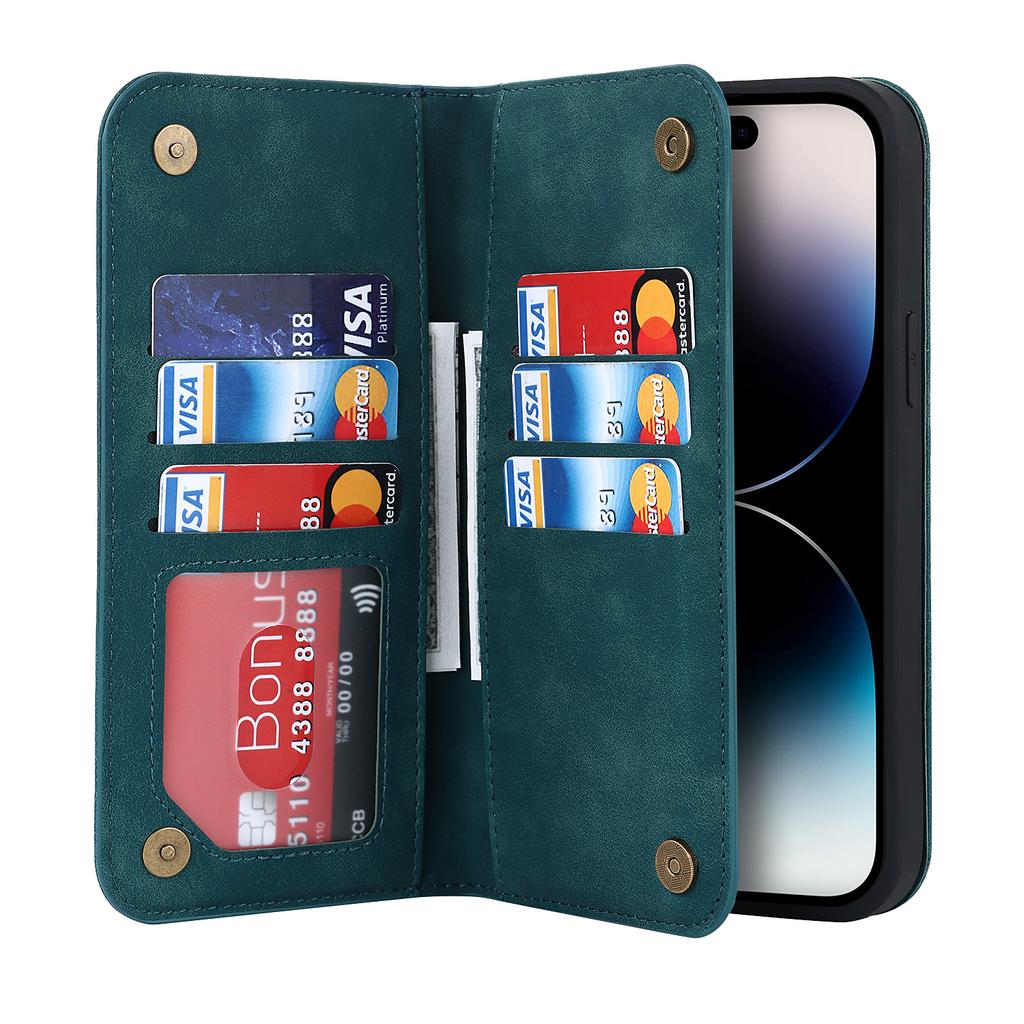 Leather Case for iPhone 15 14 Pro Max Plus Support Wireless Charging Strong Magnetic Wallet Protection Cover for Iphone 14 15