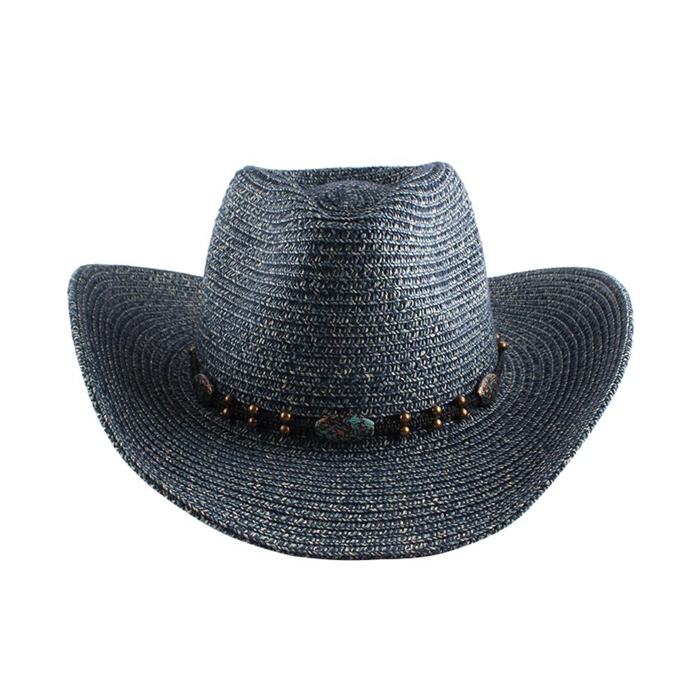 New Summer Women's Western Cowboy Hat Cotton Curled Edge Shade Straw Hat Outdoor Travel Sun Hat