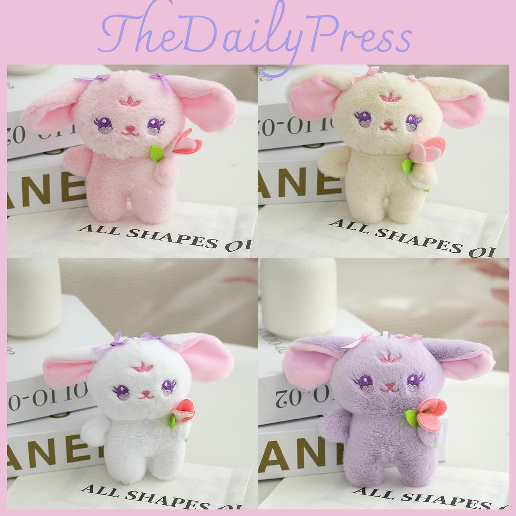 Adorable Flower Bunny Plush Toy Keychain Cute Soft Short Plush Material