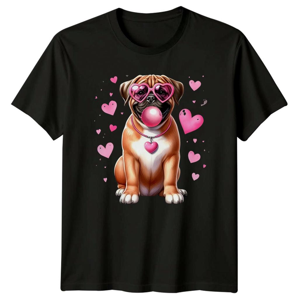 Dog Hearts Bubblegum Valentines Day Graphic Tee Unisexs Unisexs Unisex Top