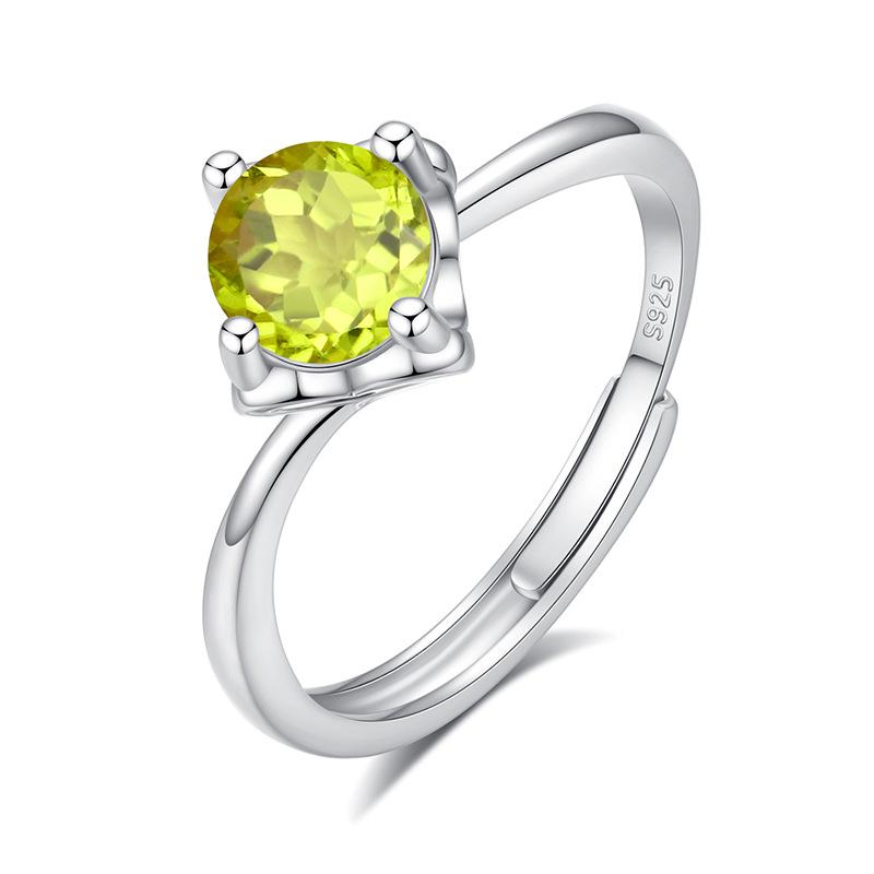 S925 Sterling Silver Four Claw Garnet Ring Natural Crystal Stone Fashion Minimalist Women Daily Fine Jewelry