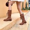 Cowhide Edition~ Cowhide Embroidery Western Cowboy Boots Women's 2025 Autumn and Winter Brown Cowboy Martin Boots Wasteland Knight Boots