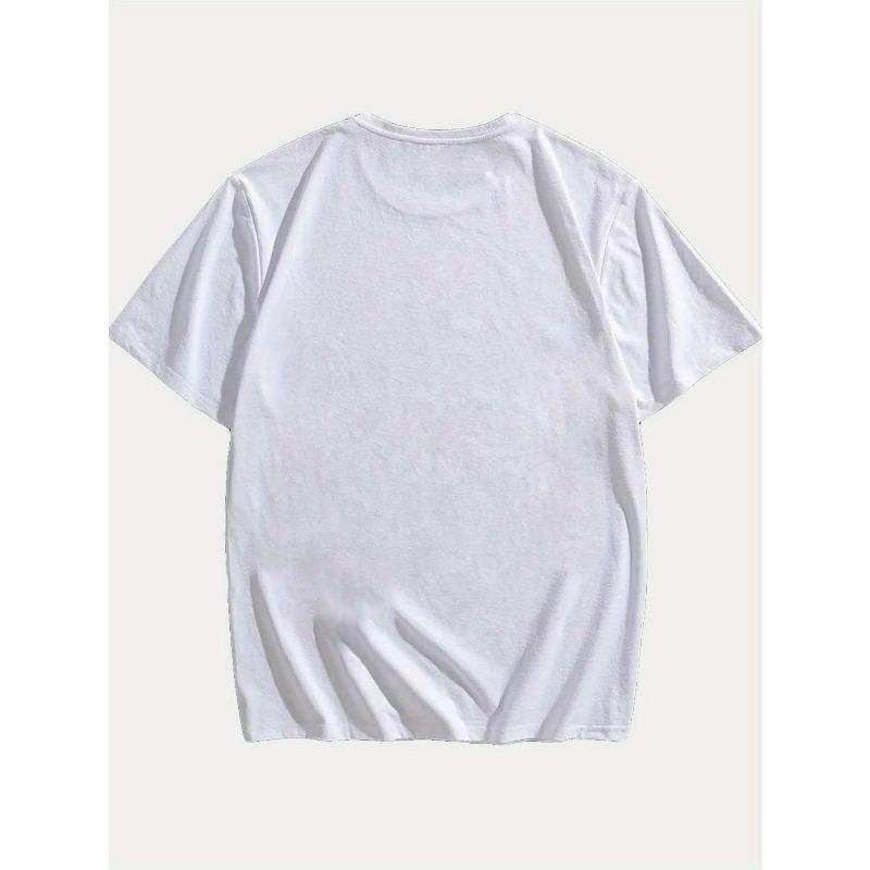 Europeiska storlekar herr sommar t-shirt, hjort flagga grafiskt tryck kortärmade tees trendiga avslappnade toppar för vardagslivet, stora och långa killar