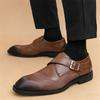 Britain Gentleman Pointed Business Leather Shoes For Men Monk Strap Loafers Designer Formal Wedding Dress Homecoming Footwear