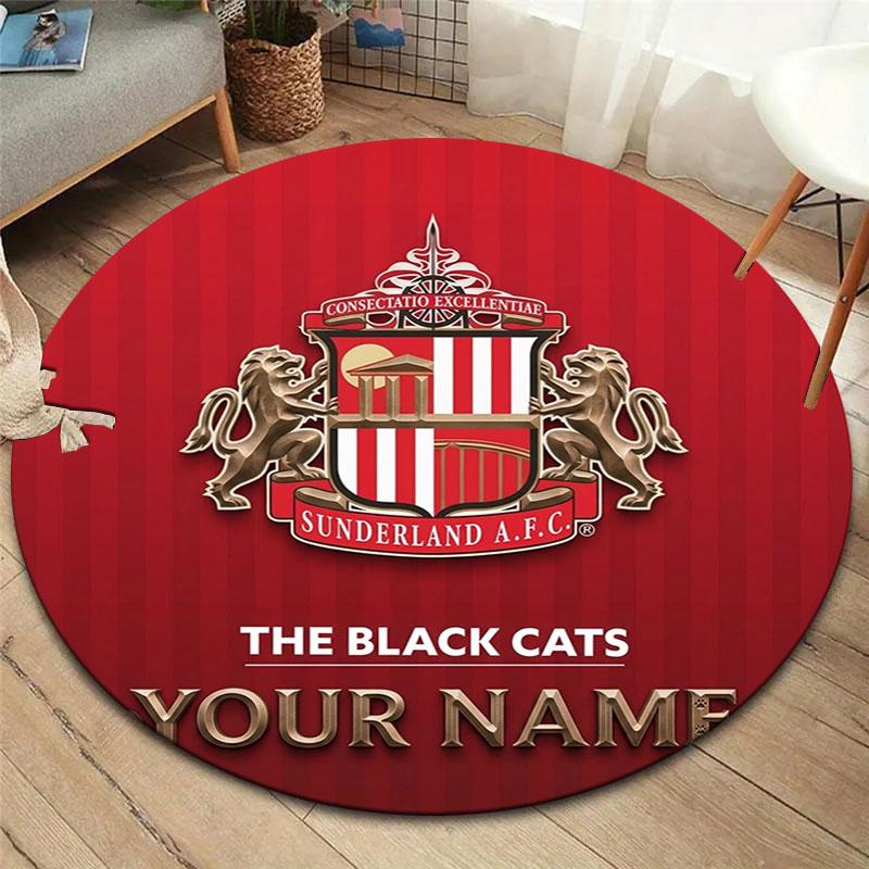Sunderland A.F Custom Name Round Area Rug,Carpet Rug for Living Room Bedroom Sofa Playroom Decor,Non-slip Floor Mat