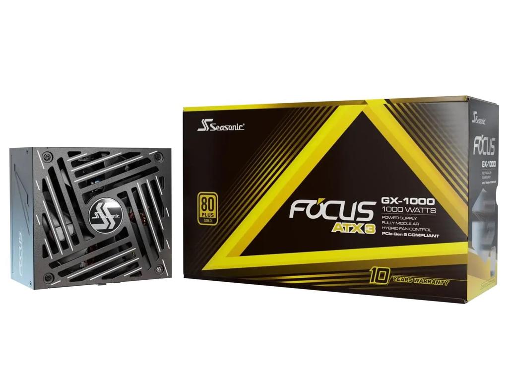 Seasonic FOCUS ATX3 80PLUS GOLD 1000W ATX PCIe Compatible Fully Modular Black 10 Year Warranty GX-1000 (V4) 3.1 & 5.1 SRP-FGX102-A5A32SF