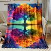 Rainbow Tree Flannel Blanket Cosmic Nature Art Vibrant Forest Scene Reflective Water Design Soft Fleece Throw HomeDecorSpiritual