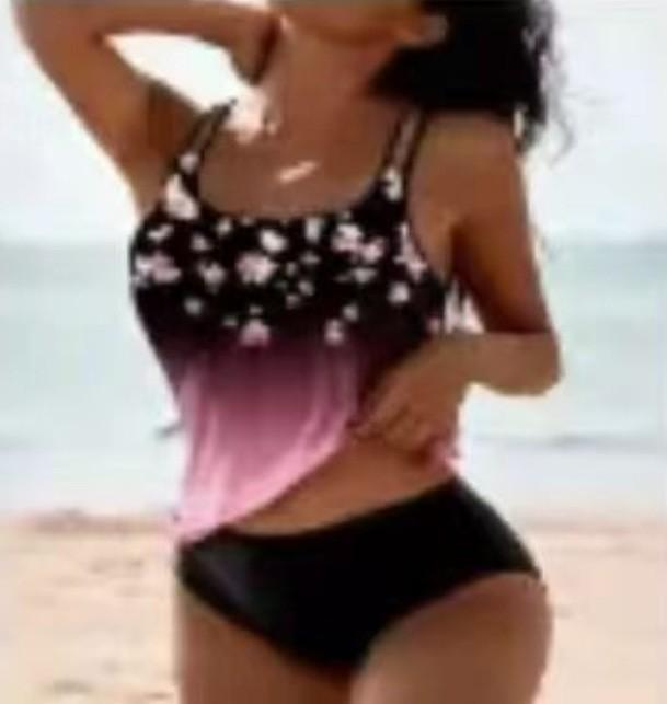 Nouveau Bikini d'Été Imprimé Vintage à Taille Haute fendue Conservateur Maillot de Bain à Bretelles Imprimées Plage