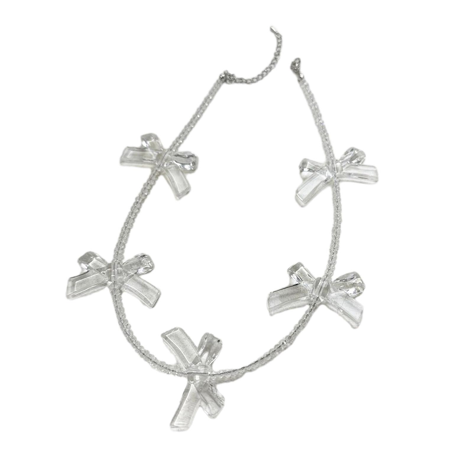 

Beaded Necklace Adjustable Clavicle Chain with Eye-catching Bowknot Charm Trend Choker Chains for Special Occasions 1