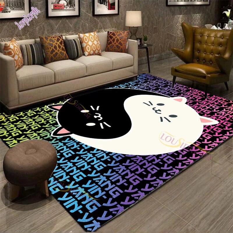 Modern Chinese Dragon Tiger Tai Bagua Yin Yang Area Rugs Living Room Carpet for Children Play Home Deco Floor Mat and Carpets