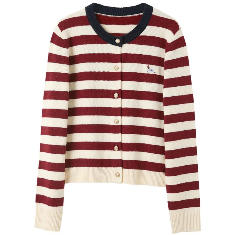 

Sancai Striped Puppy Embroidered Knit Cardigan M