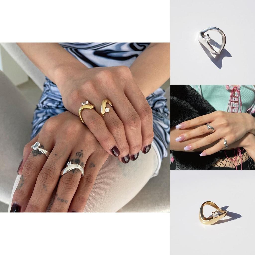 925 Premium Quality Sterling Silver Ring With Trendy Korean Aesthetic And Adjustable Fit Women For