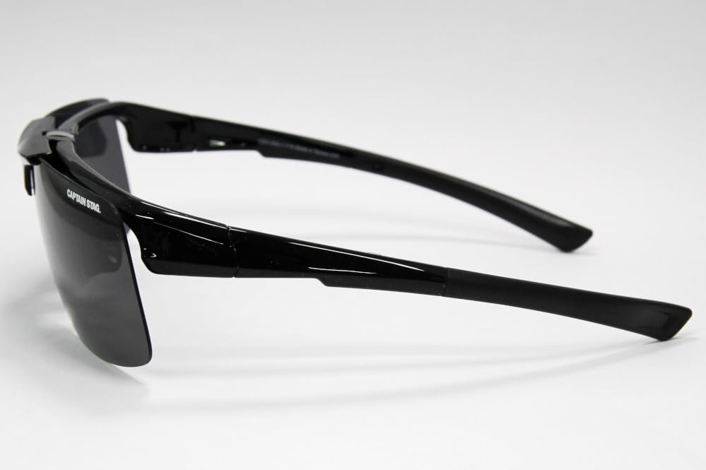 Captain Stag Men's Driving Sunglasses, Polarized, UV Protection, Flip-Up Rimless, Lightweight, Sports Sunglasses for Fishing, Golf, Driving, Black,