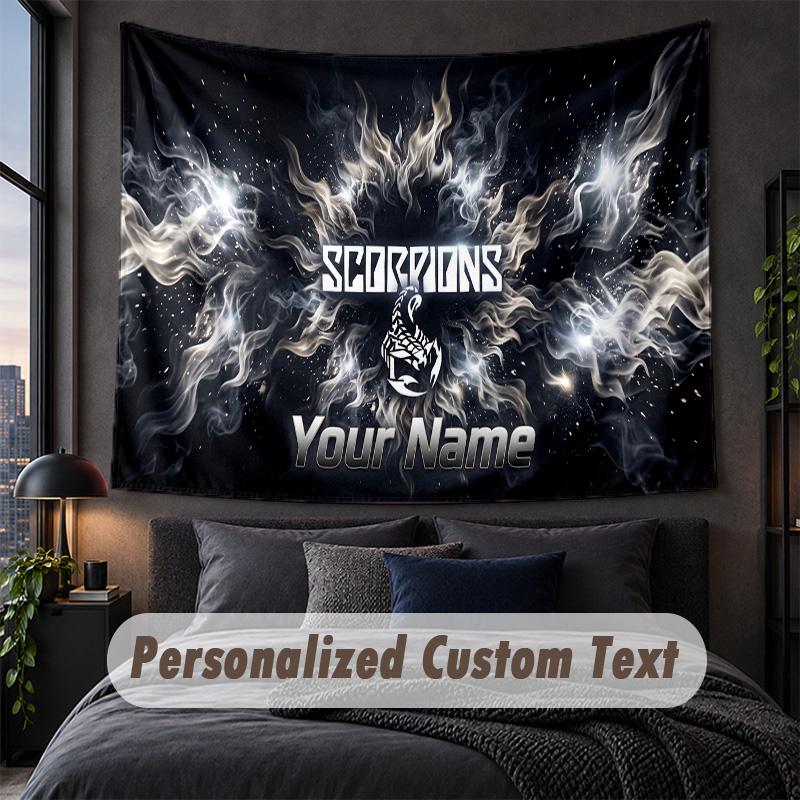 Custom Name Text Tapestry,Scorpions Decorative Wall Hanging, Background Tapestry For Home Bedroom