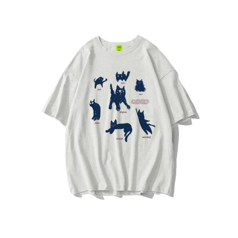 

American retro front shoulder short-sleeved t-shirt women s summer design sense niche loose large size small half-sleeved cotton top M