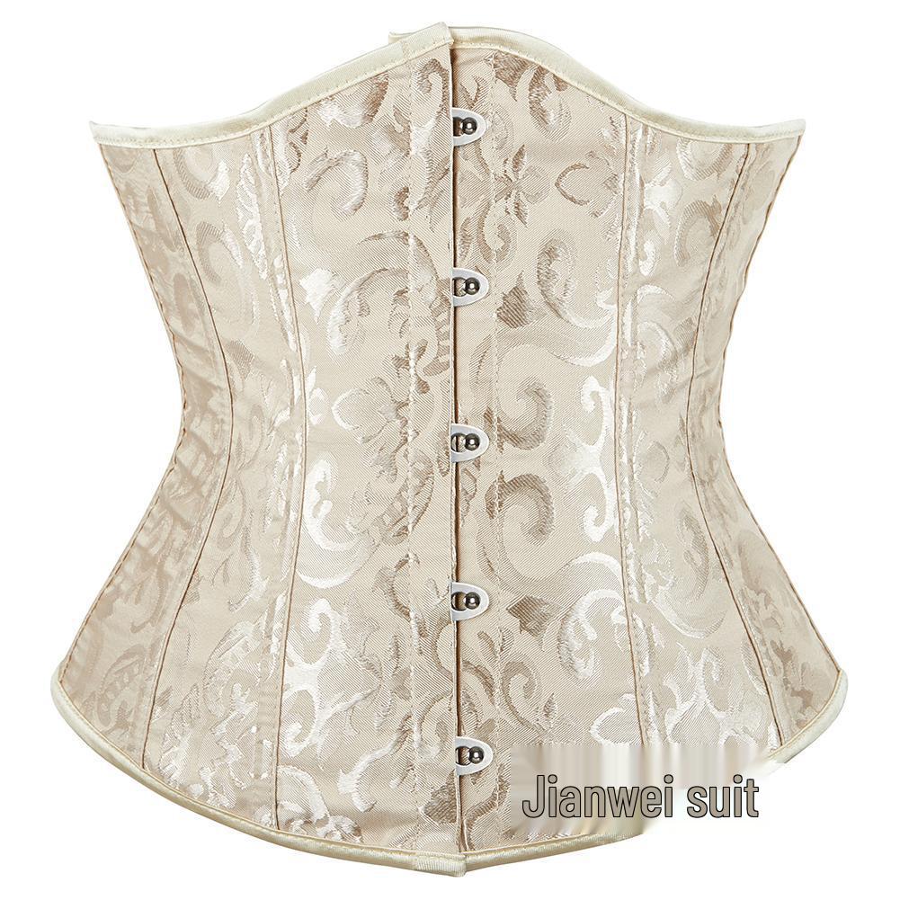 Retro Floral Taillenformer Korsett mit Bauchkontrolle und mehrfarbigem Jacquardmuster