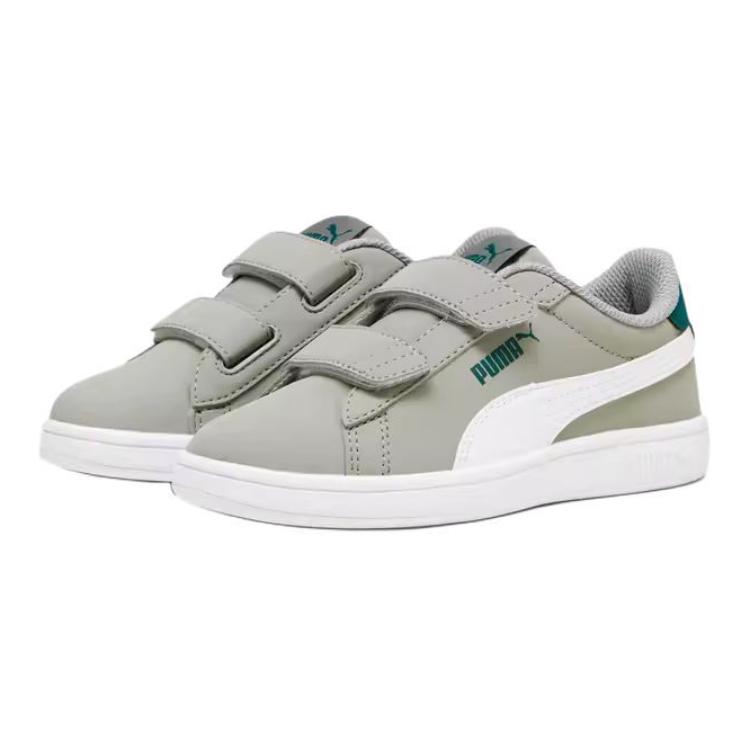 PUMA Smash 3.0 Buck Kids Sneakers Gray Green White 392040-06