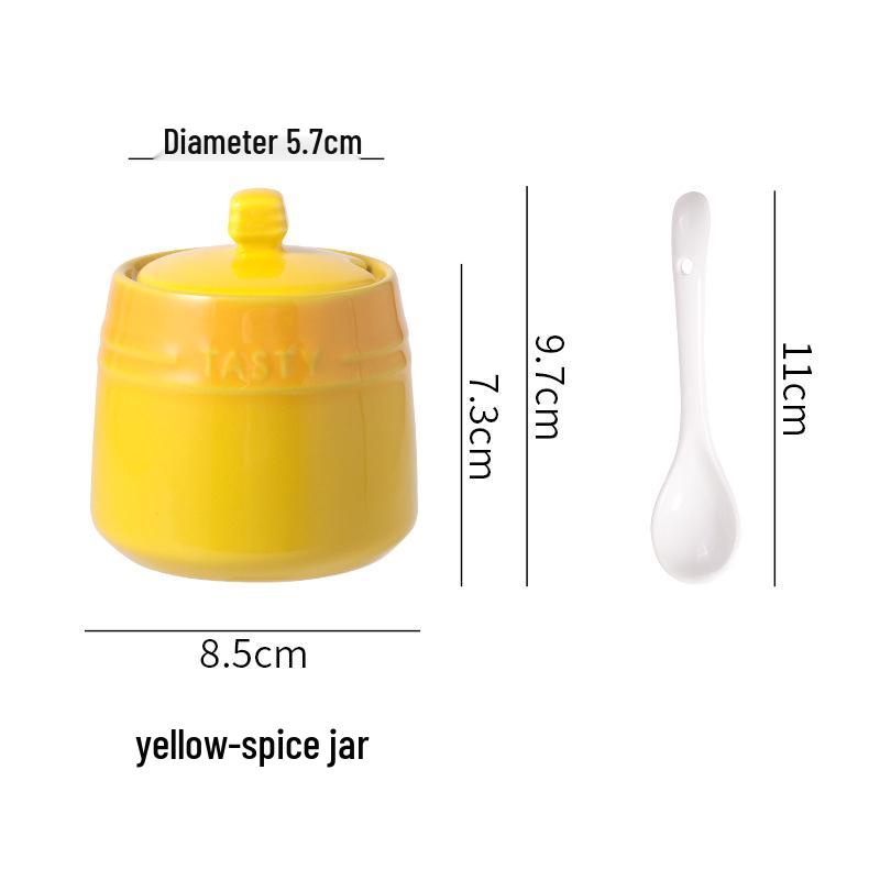 French Gradient Rainbow Ceramic Condiment Jar Set - Small Jars for Salt, Sugar, and Seasoning