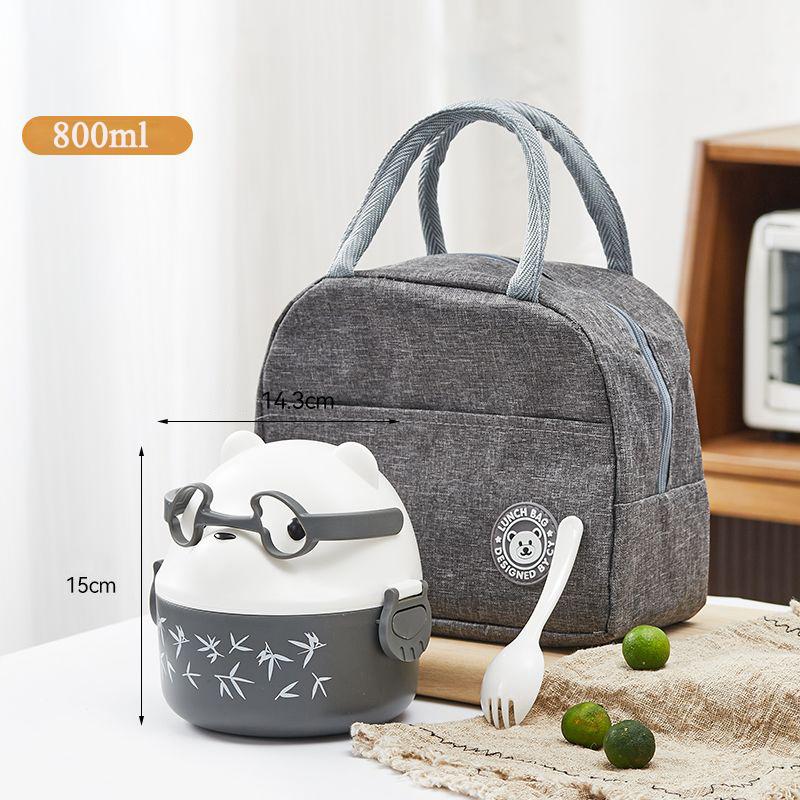 Stabelbar Bento-boks Bærbar Søt Tegneserie Barn Matboks Dobbeltlags Matbeholder Brillebjørn Termisk Bento-boks