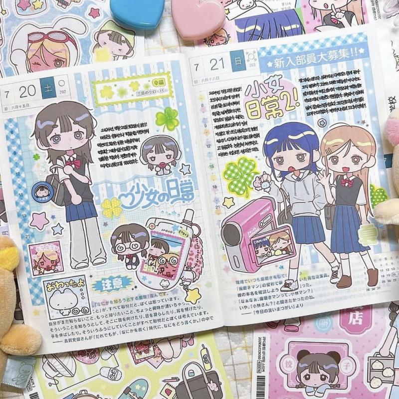 1 Sheet Korean Kawaii Y2K Decals Cute Sweet Cool Japanese Shibuya Girl Sticker Hand Account Diary Scrapbook Decorative Stickers