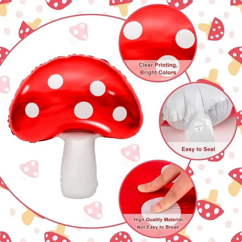 Mushroom Foil Balloon, Inflatable Cute Party Decoration for Baby Shower Wedding Birthday and Forest Plant Theme Events Decor