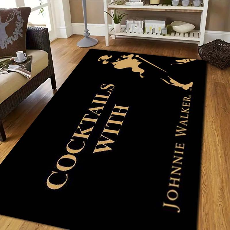 J Johnnie W Walker Whisky Carpet and Rug Modern Bar Living Room Bedroom Large Area Soft Carpet Study Porch Bedside Non Slip Mat