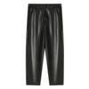 Black Pu Leather Pants Women's New Winter Harlan Pants Small Nine Points Casual Loose and Thin Radish Pants