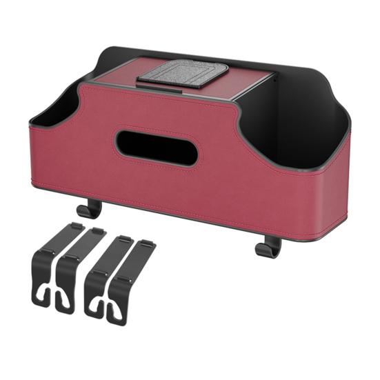 Car Back Seat Organizer with 2 Drink Cup Holder And Tissue Box Waterproof Faux Leather Car Storage Rack