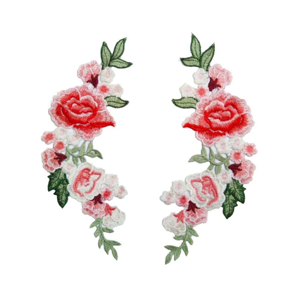 1Pair Polyester Fiber Embroidery Flower Patch DIY Handmade Clothing Accessories Embroidery Floral Applique Sew On Patch Bag