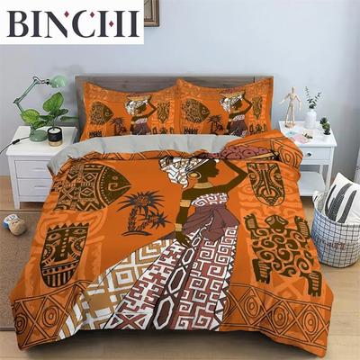 Copripiumino Tema Donna Africana per Donne Bambini Microfibra Esotico Copripiumino Etnico Afro Set Biancheria da Letto Decorazione Stanza