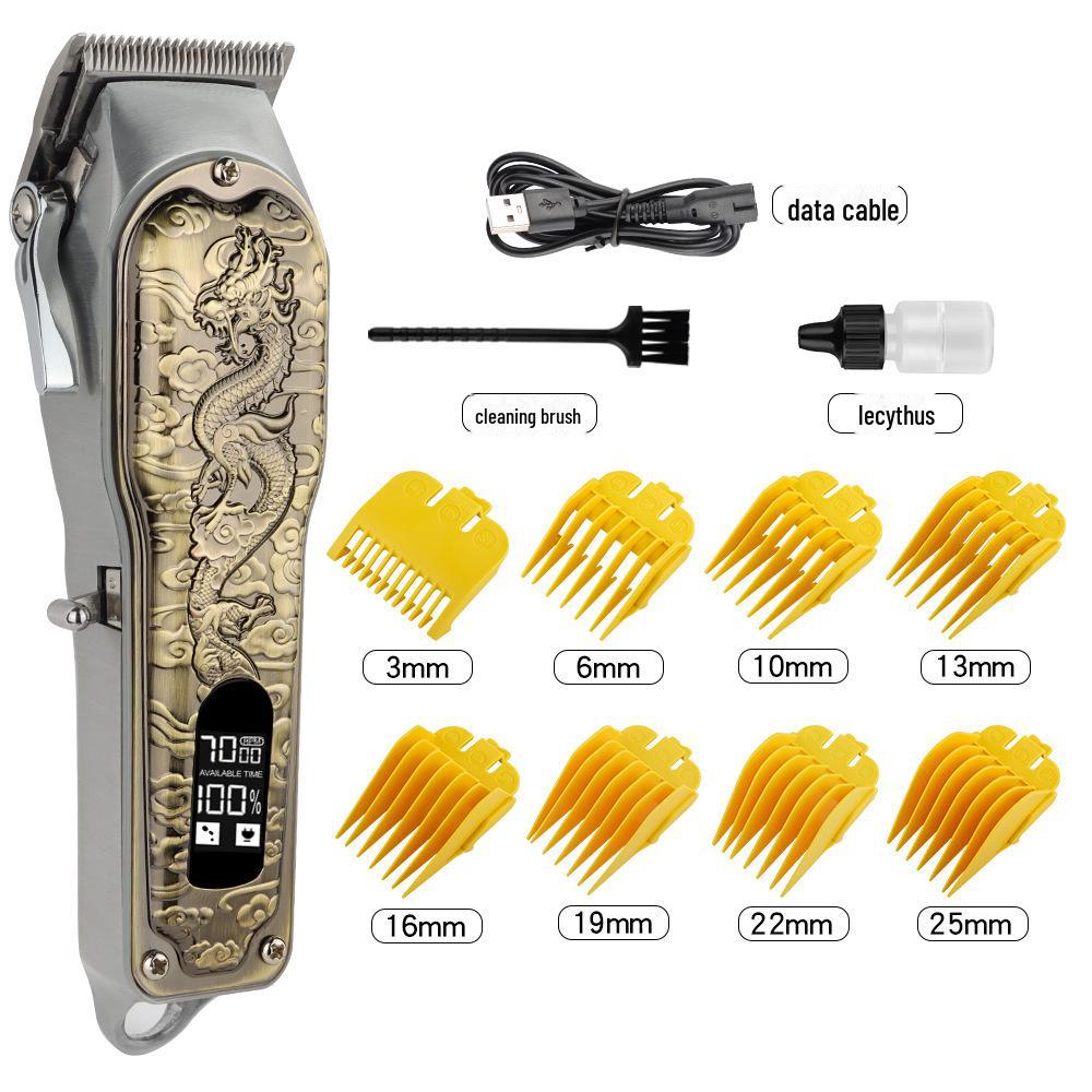 Rechargeable Metal Hair Clipper: Oil Head, Carving, Bald, and Cross-Border Electric Razor.
