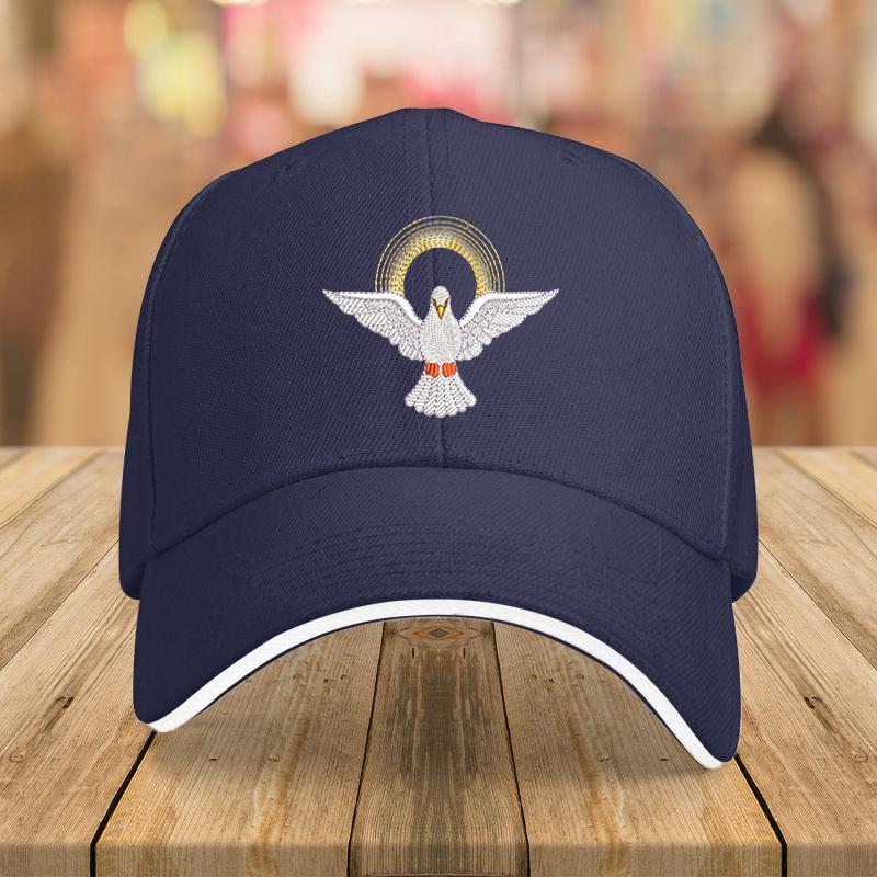Holy Spirit Dove Baseball Cap Embroidered Red Polyester Adjustable Casual Summer Hat for Adults