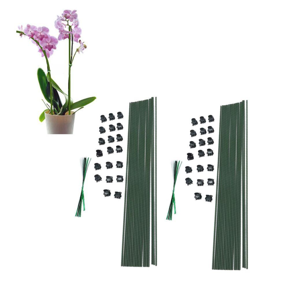 40PCS Bendable Plant Stake Plastic Coated with Orchid Clips and Twist Ties Plant Support Stake Reusable Easy To Use