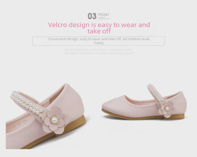 Girls' 2024 Spring/Autumn Leather Princess Shoes - Elegant Flat Dance Shoes for Kids