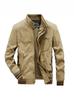 Men's Stand Collar Cotton Jacket - Loose Fit, Plus Size, Spring/Autumn Casual Top for Middle-Aged Men
