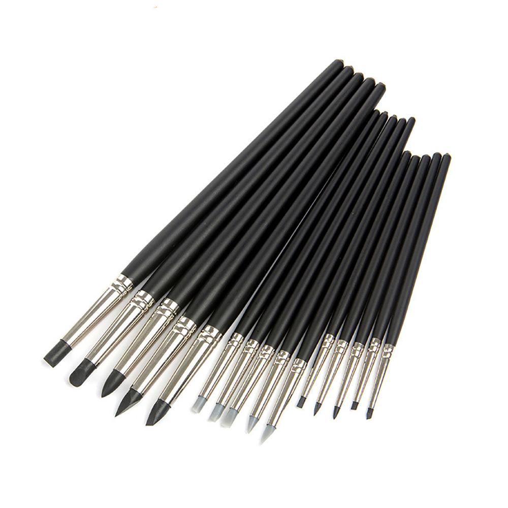 Borrence 5Pcs Rubber Silicone Tip Paint Brushes for Watercolor Oil Painting Shaping Carving Tool Sculpture Polymer Clay Tools