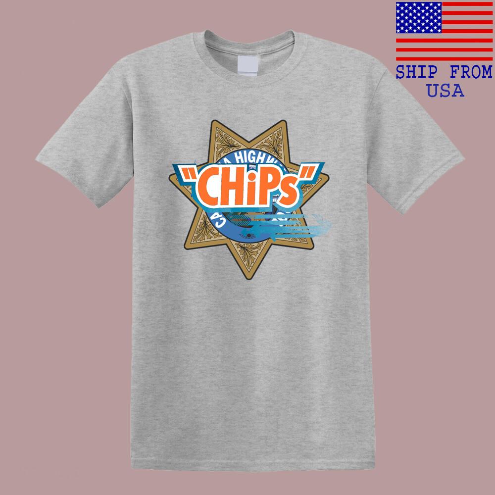 Chips Retro Police Movie Men#039;s Grey Size S5XL Unisex T-Shirt XXXL