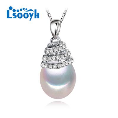 LSOOYH Natürliche Süßwasserperle Schmuck Anhänger Halskette Zirkonia CZ Halsketten Für Frauen