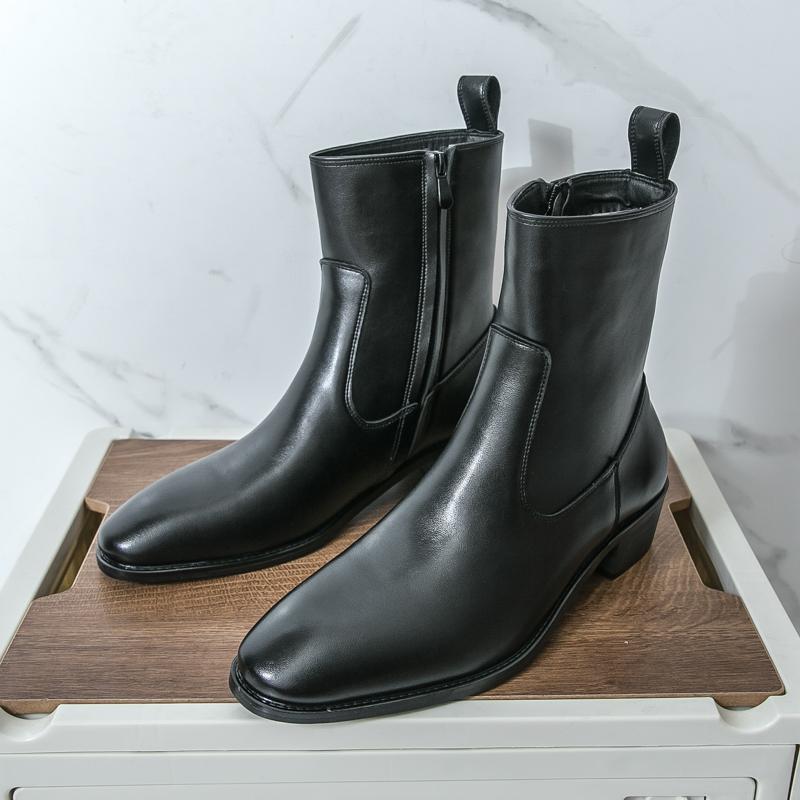 Fashion Fashion Brand Men's Pointed Breathable Side Zipper High Top Boots for Autumn New Men Comfortable Non Slip Chelsea Outdoor Boots